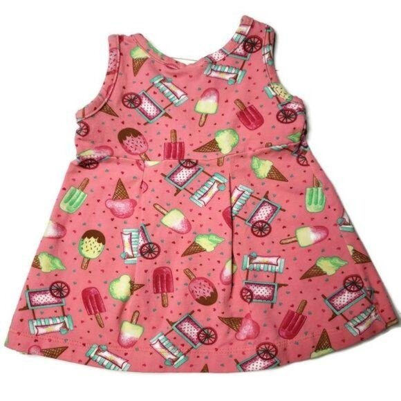 Brandili Baby Girls Pink Ice Cream Print Dress M summer popcicle vacation - Picture 2 of 4